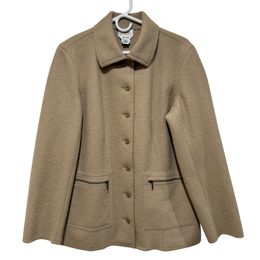 Talbots Alpaca Wool Jacket Coat Tan Camel Large L Peru Lightweight Transitional